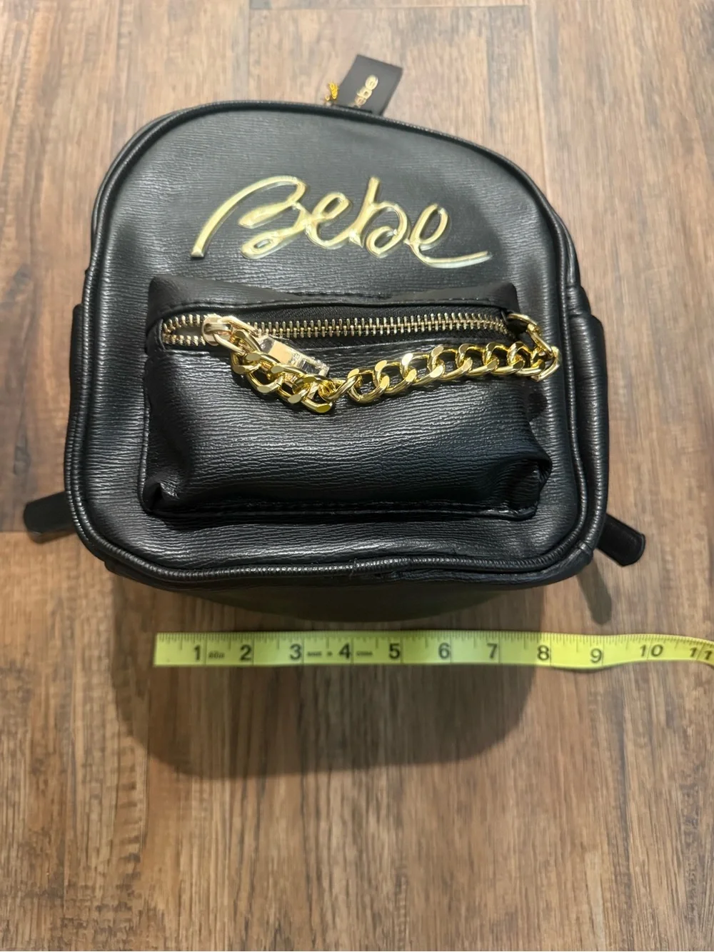 bebe Black Backpack with Gold Logo Script